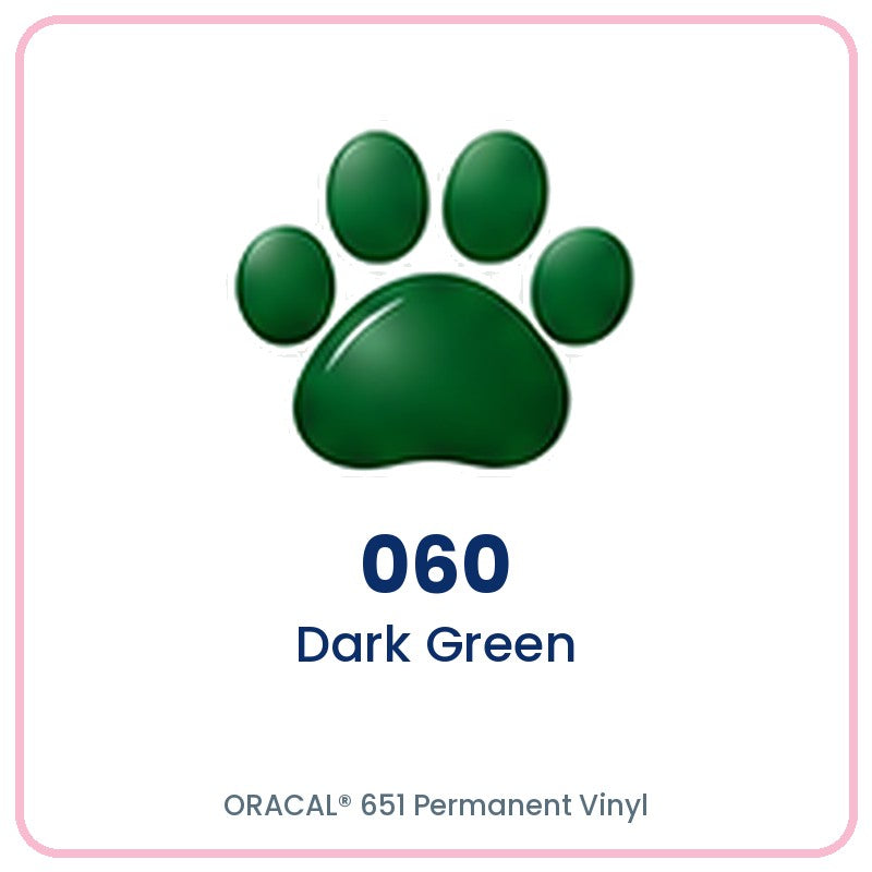 ORACAL 651 permanent vinyl color 060 Dark Green paw print swatch