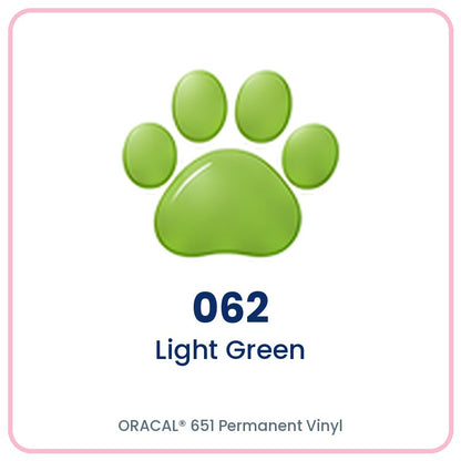ORACAL 651 permanent vinyl color 062 Light Green paw print swatch