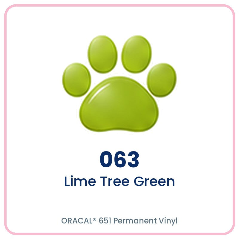 ORACAL 651 permanent vinyl color 063 Lime Tree Green paw print swatch