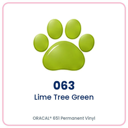 ORACAL 651 permanent vinyl color 063 Lime Tree Green paw print swatch