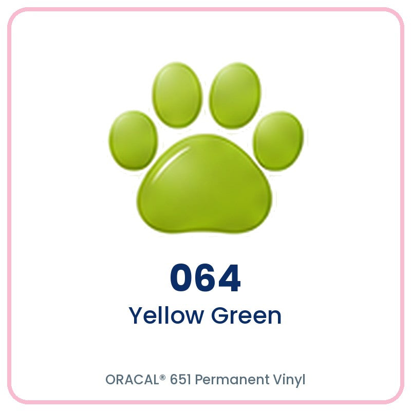 ORACAL 651 permanent vinyl color 064 Yellow Green paw print swatch