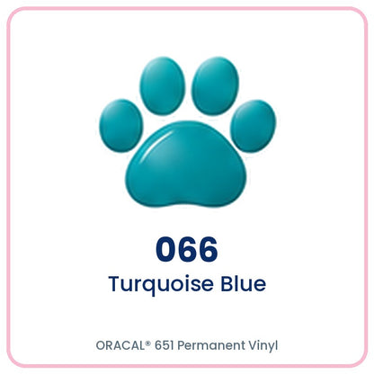 ORACAL 651 permanent vinyl color 066 Turquoise Blue paw print swatch