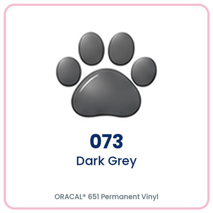 ORACAL 651 permanent vinyl color 073 Dark Grey paw print swatch