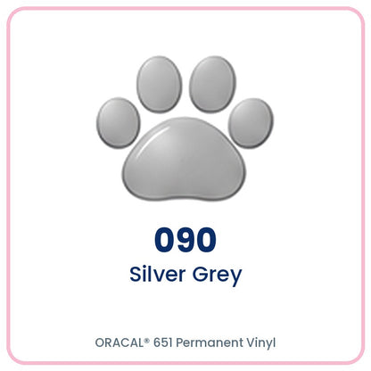 ORACAL 651 permanent vinyl color 090 Silver Grey paw print swatch