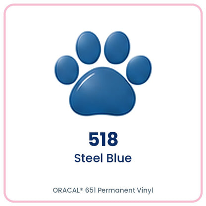 ORACAL 651 permanent vinyl color 518 Steel Blue paw print swatch