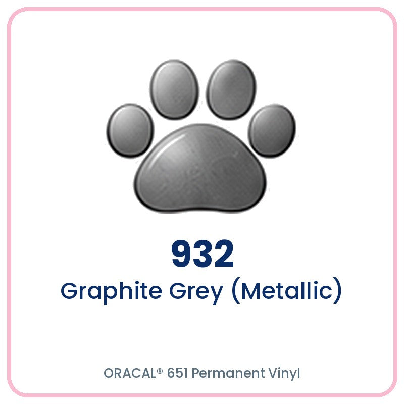 ORACAL 651 permanent vinyl color 932 Graphite Grey (Metallic) paw print swatch