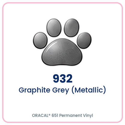 ORACAL 651 permanent vinyl color 932 Graphite Grey (Metallic) paw print swatch