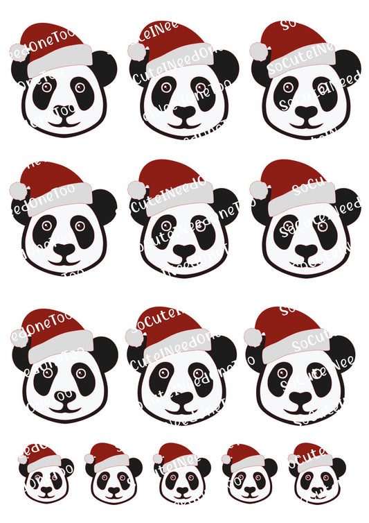 Panda w/Santa Hat Waterslide Decals - SoCuteINeedOneToo