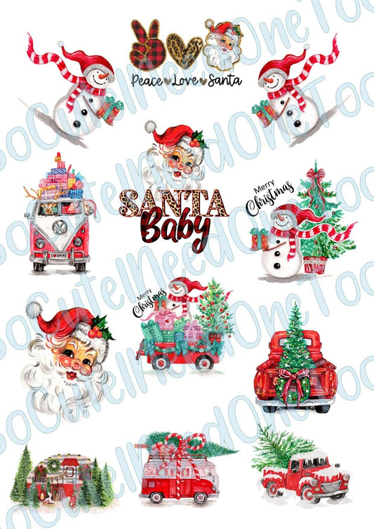 Peace Love Santa Waterslide Decals - SoCuteINeedOneToo