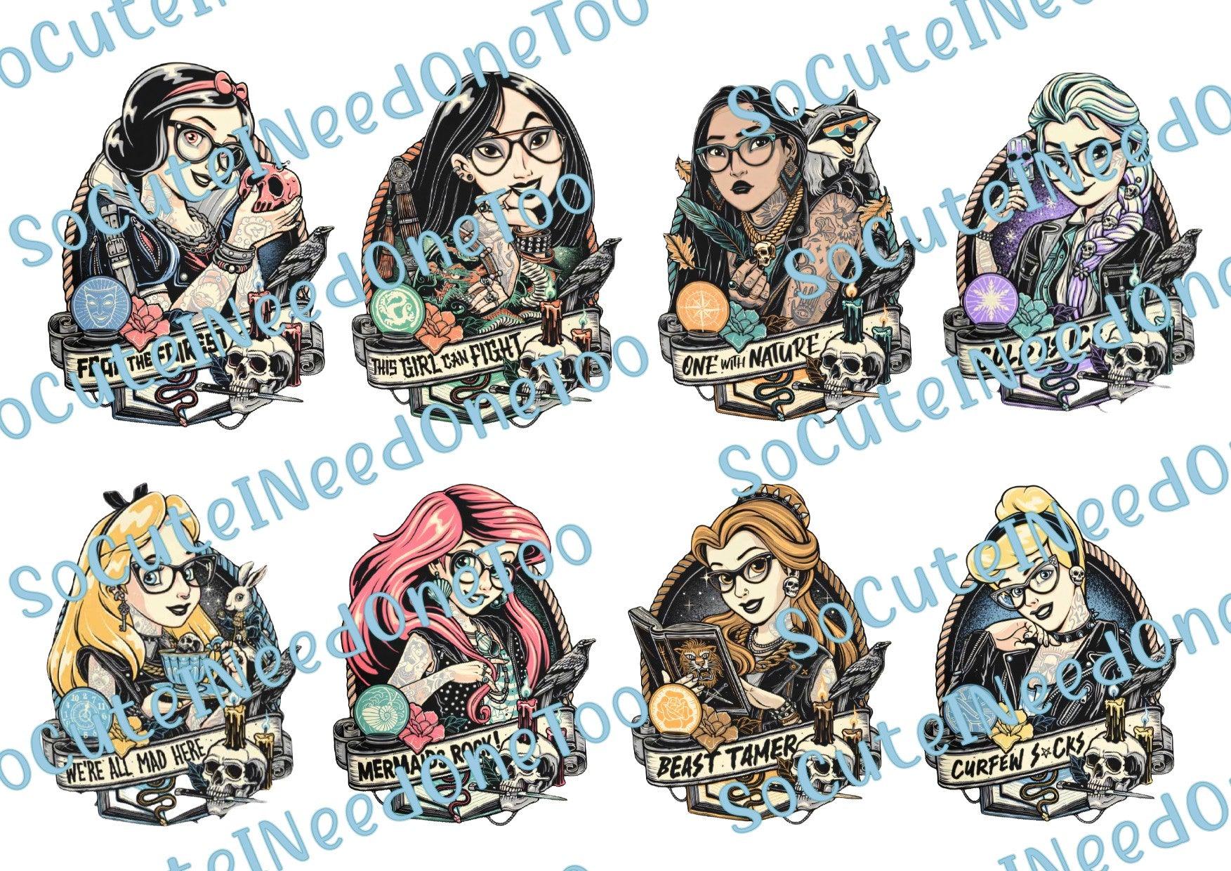 Princesses - Emblems on Clear/White Waterslide Paper - SoCuteINeedOneToo