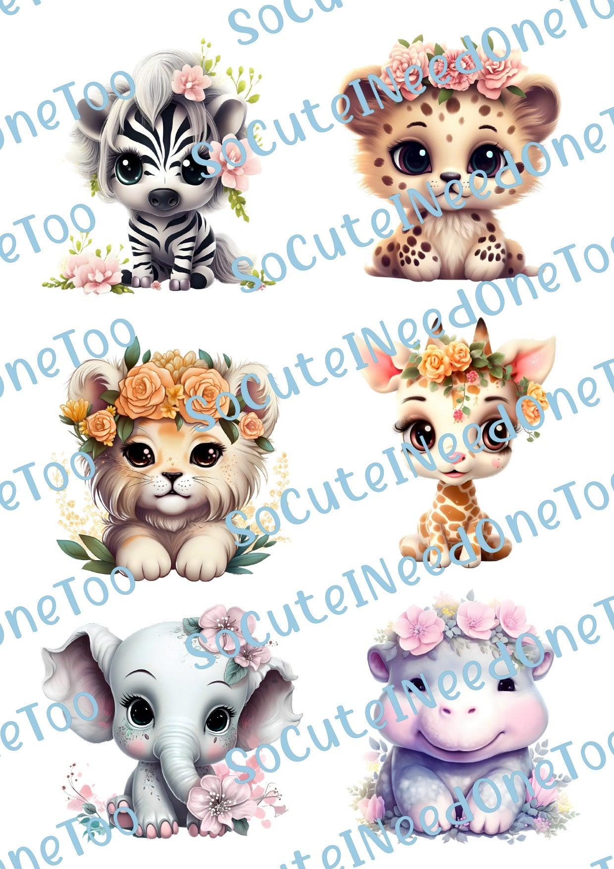 Safari Animals Selection of Waterslide Decals - SoCuteINeedOneToo