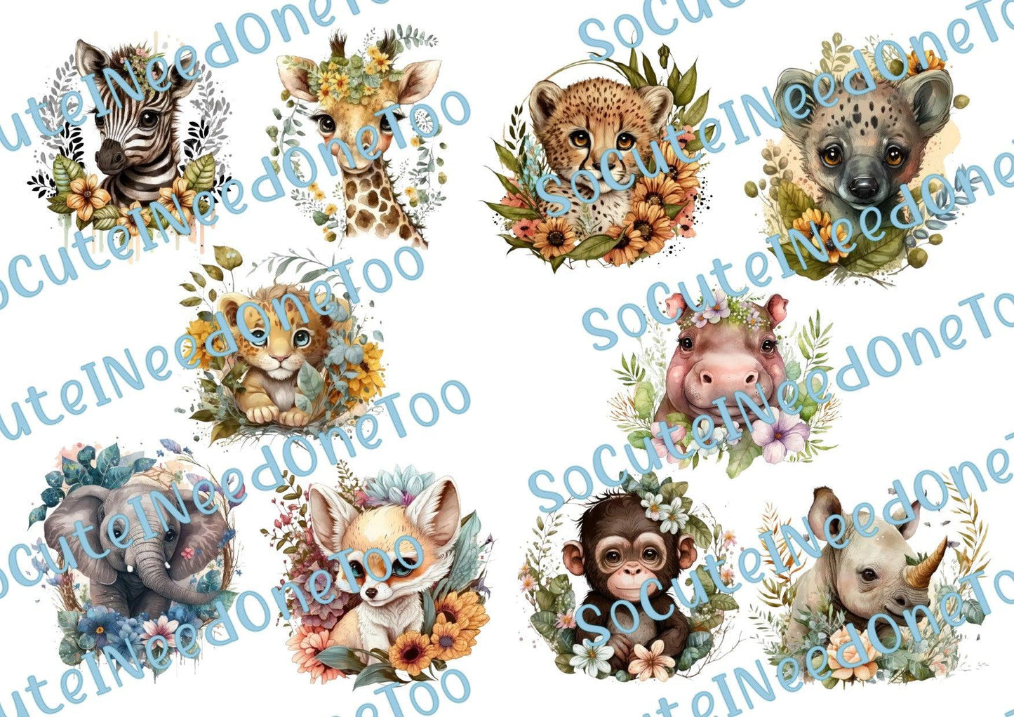 Safari Animals Selection of Waterslide Decals - SoCuteINeedOneToo