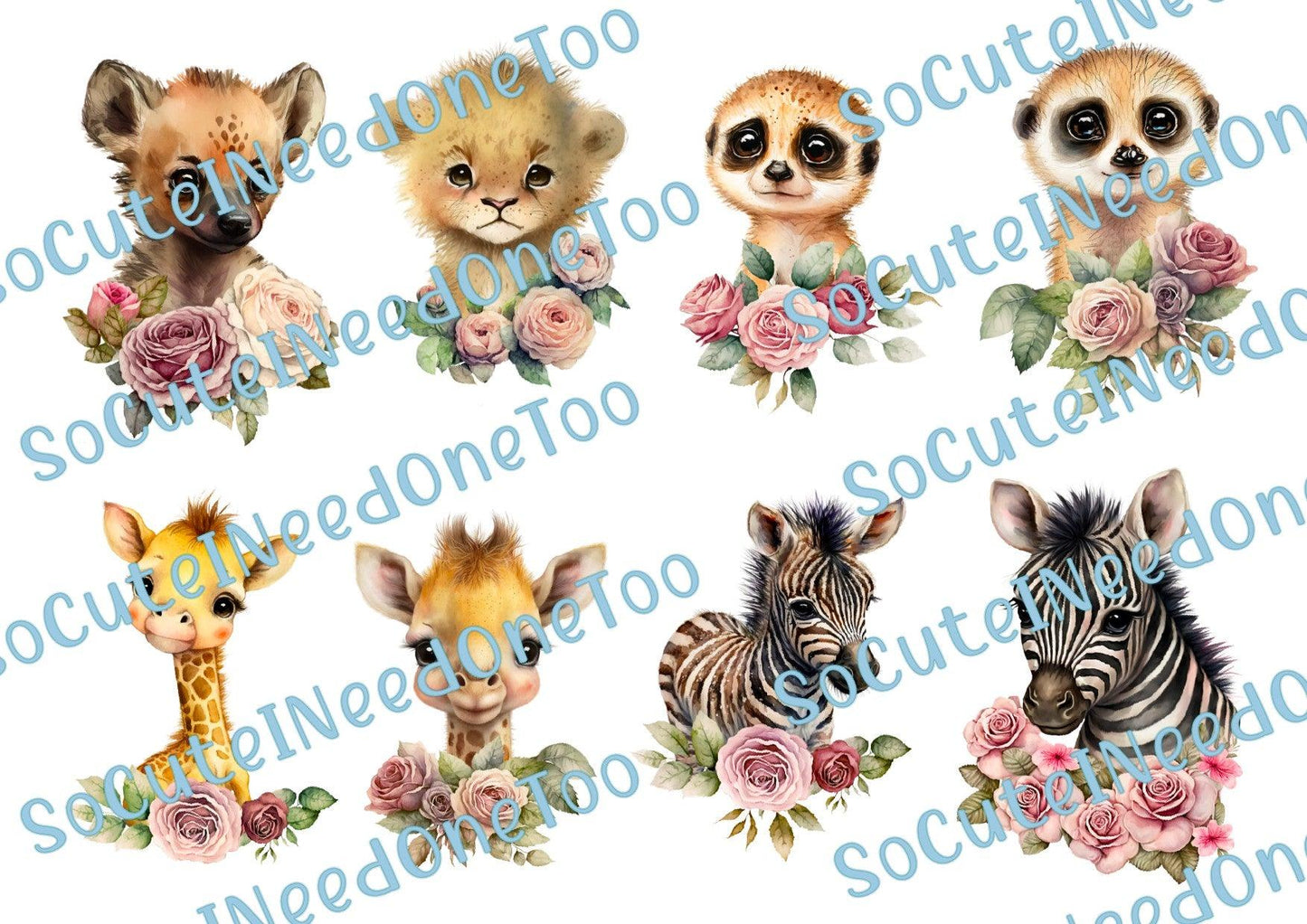 Safari Animals Selection of Waterslide Decals - SoCuteINeedOneToo