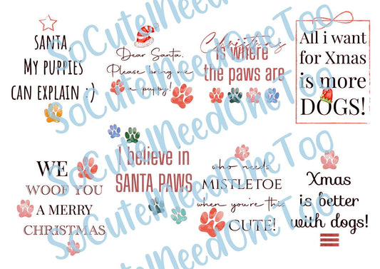 Santa Paws - Christmas Waterslide Decals - SoCuteINeedOneToo