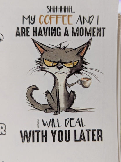 Shhh My Coffee and I Are Having a Moment grumpy cat printed waterslide decal
