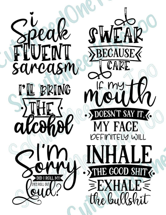 Sarcasm #1 on Clear/White Waterslide Paper - Ready To Use - SoCuteINeedOneToo
