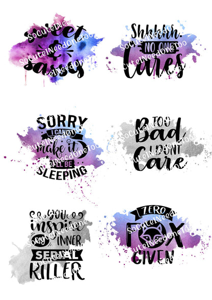 SASS #1 Waterslide Decals - SoCuteINeedOneToo