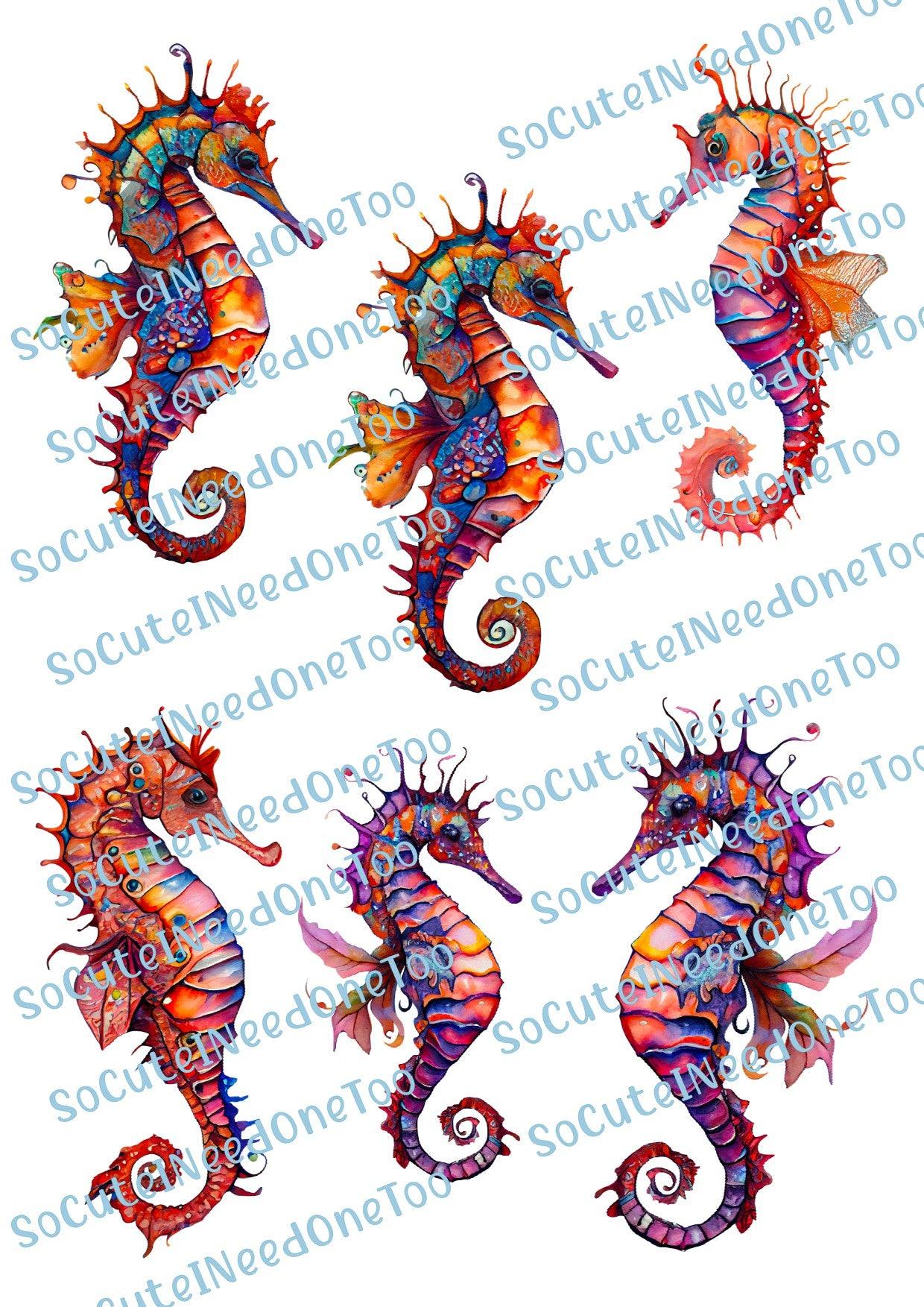 Seahorse Multicolored Waterslide Decals - SoCuteINeedOneToo