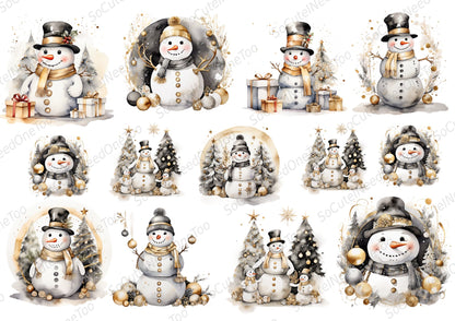 Snowman #6 Waterslide Decals - neutral gold snowmen - SoCuteINeedOneToo
