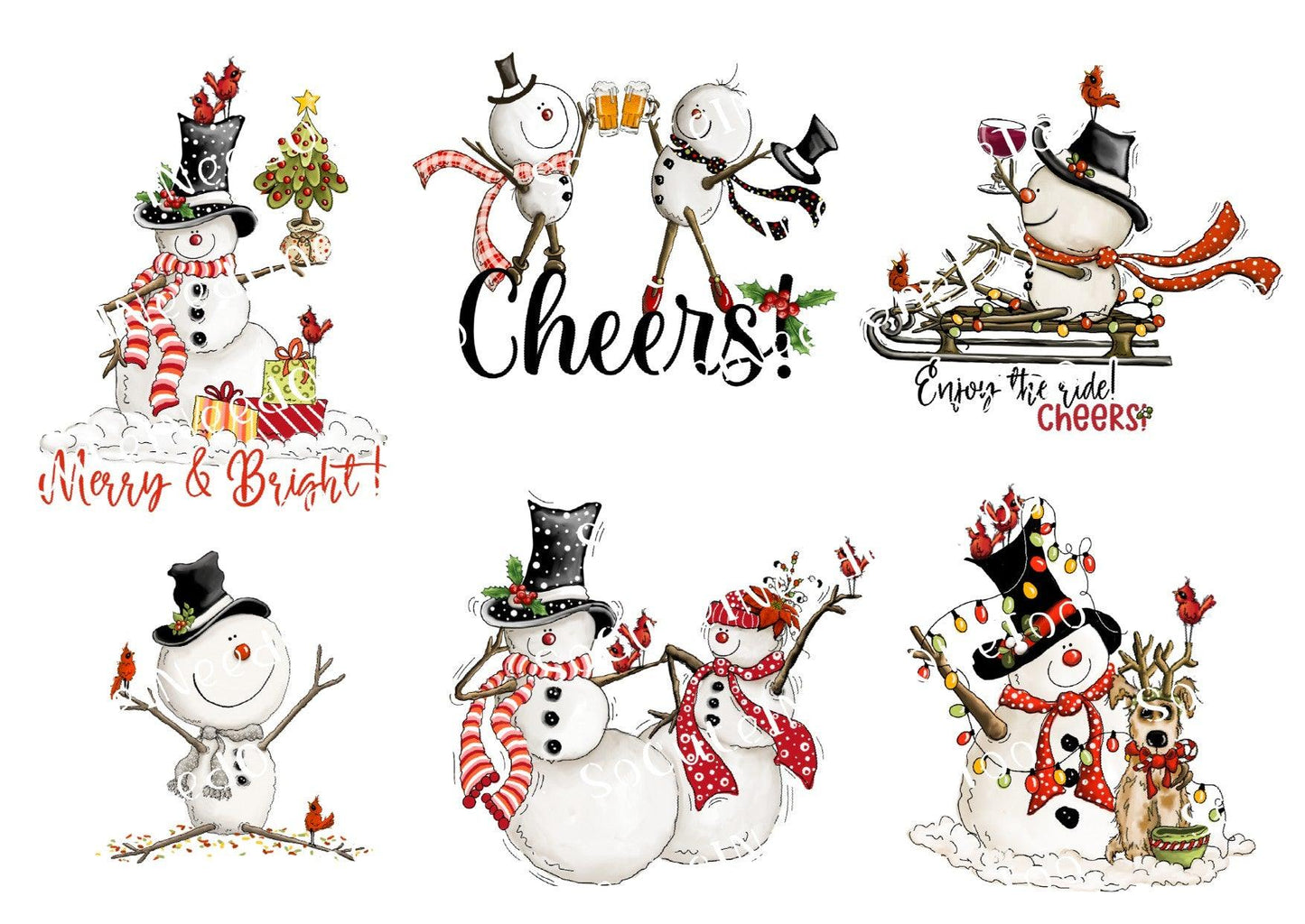Snowman Cheering Waterslide Decals - SoCuteINeedOneToo