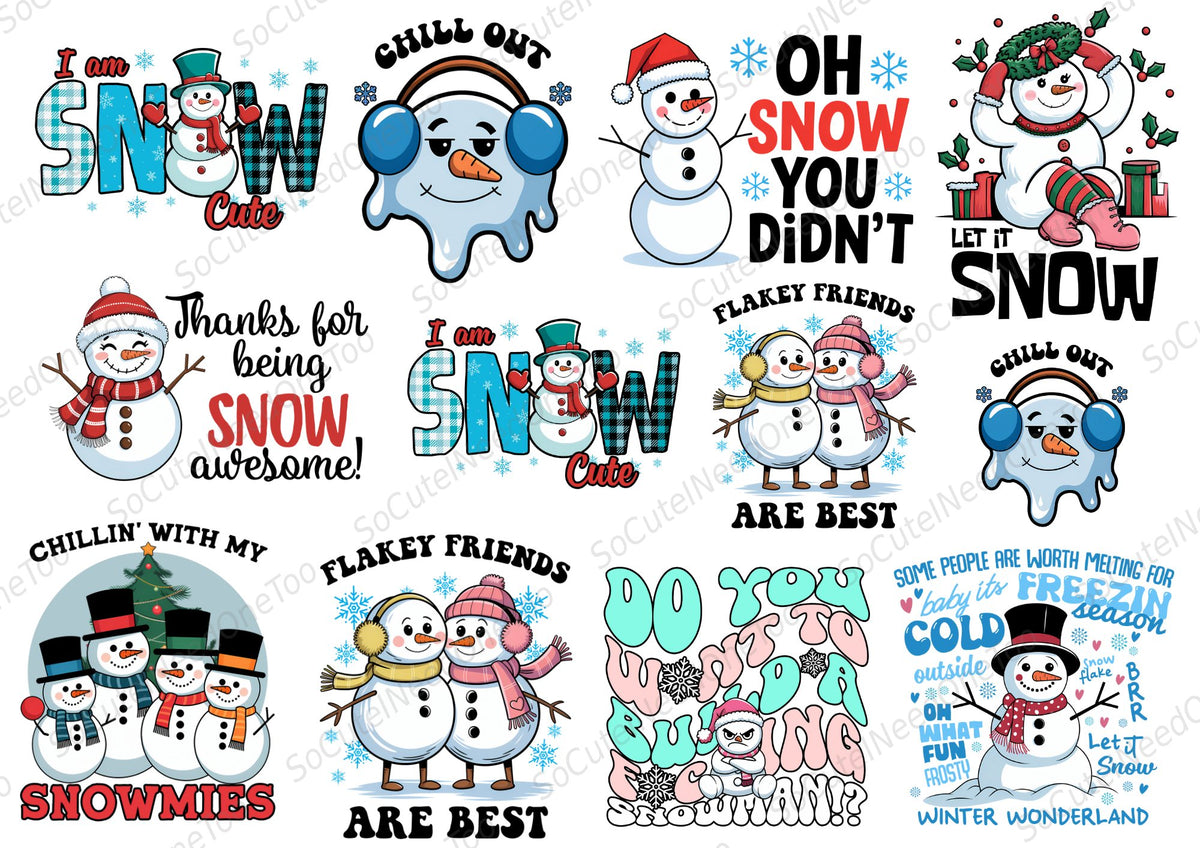 Sarcastic Snowman #1 Waterslide Decals - funny snow pun designs - SoCuteINeedOneToo