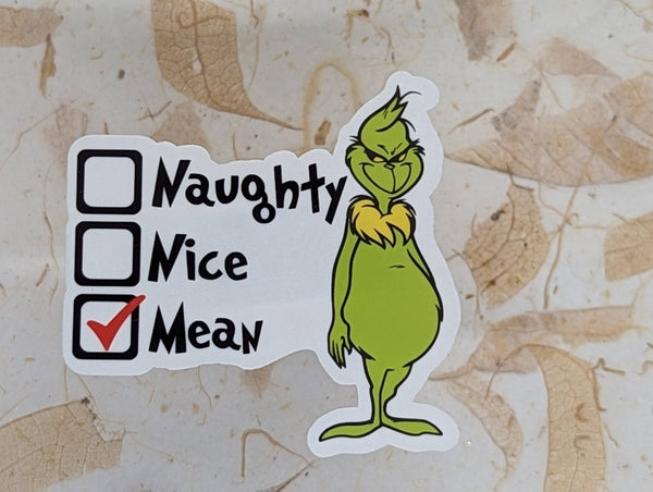 Naughty Nice Mean checklist Christmas sticker