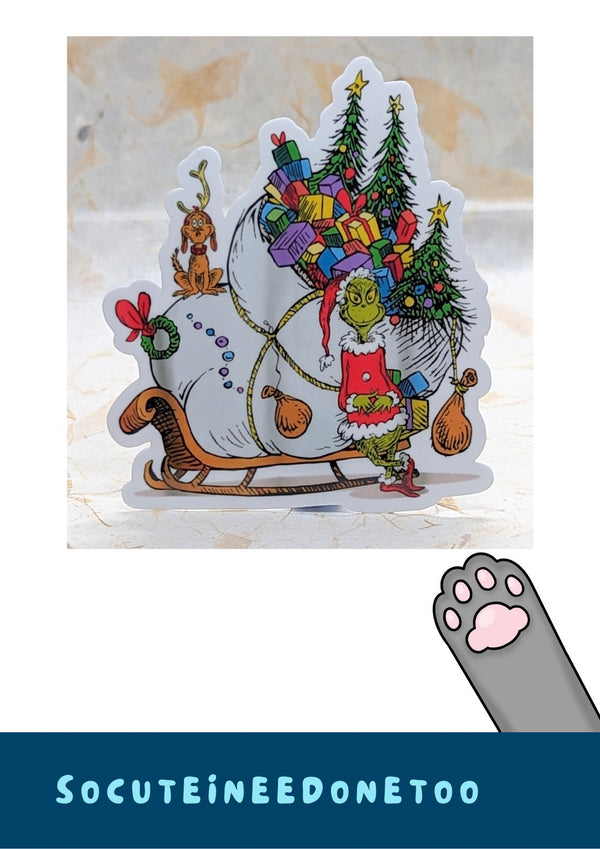 Christmas sleigh full of presents sticker