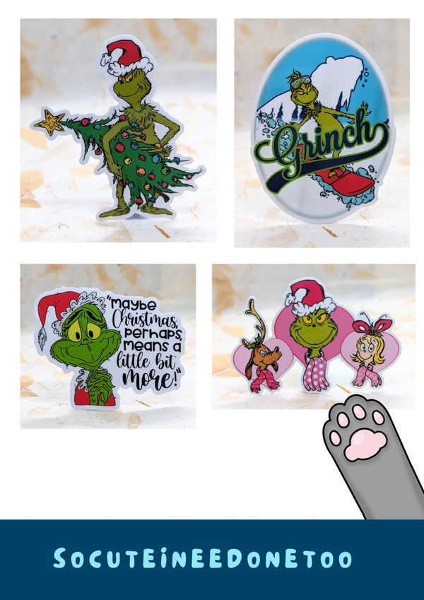 Set of four Christmas character die-cut stickers