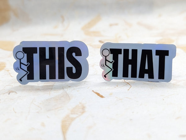 Holographic stick figure This and That stickers