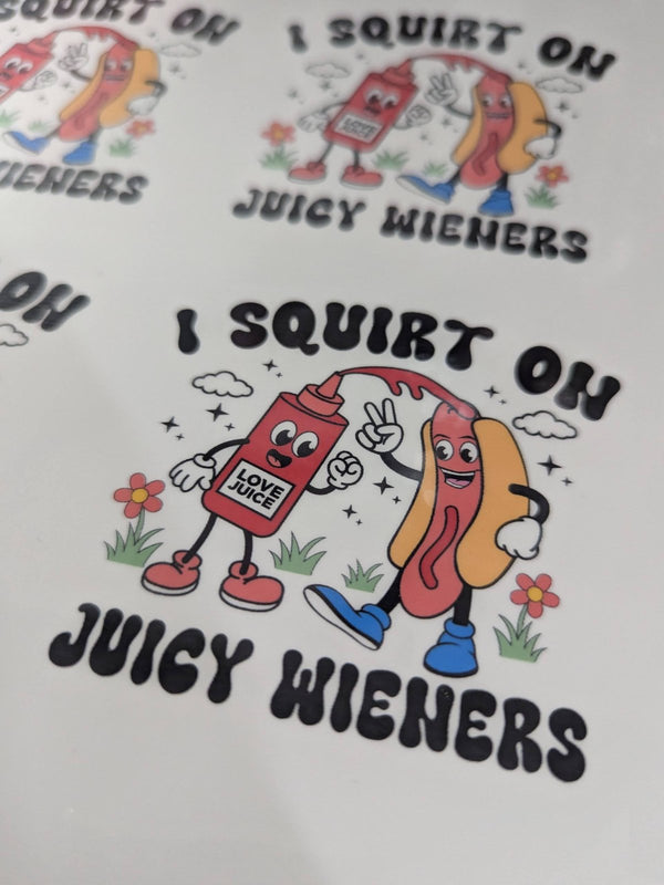 Retro ketchup and hot dog adult humor sticker sheet