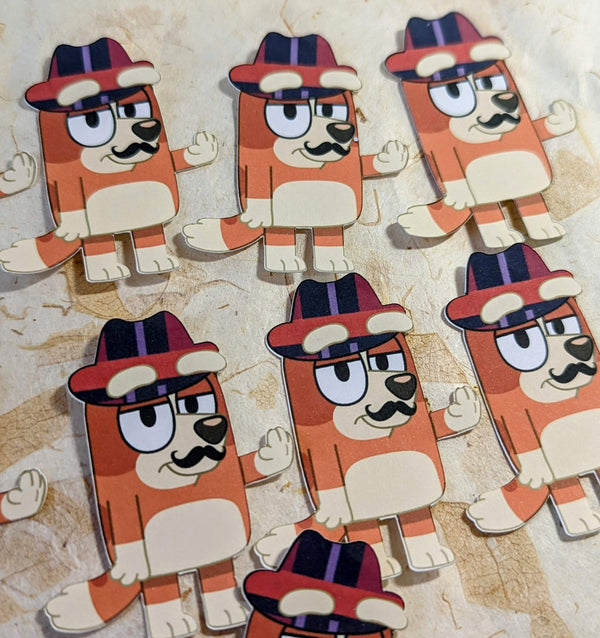 Cartoon dog with a mustache and hat die-cut stickers