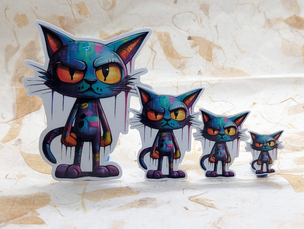 Animated race car character sticker set