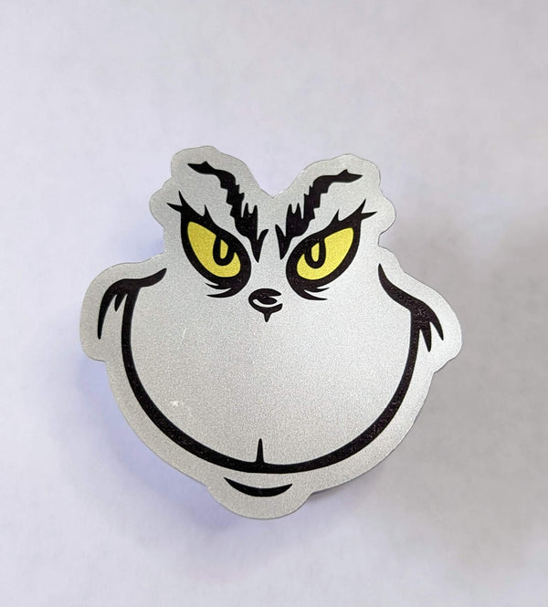 Silver grumpy Christmas face sticker