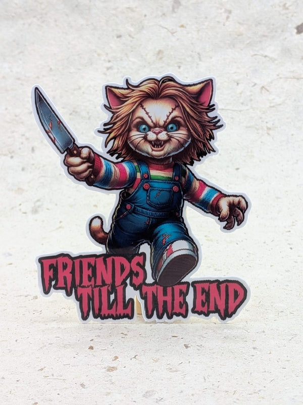 Friends Till The End knife kitty Halloween sticker