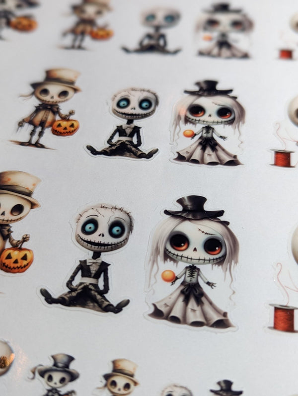 Skeleton doll Halloween sticker sheet
