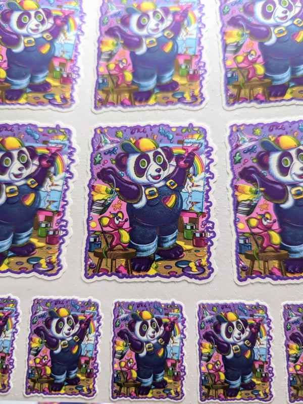 Painter panda rainbow sticker sheet