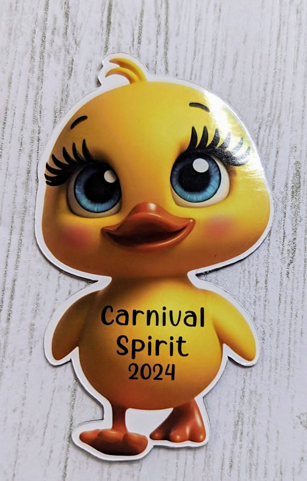 Custom yellow duck sticker with event name and year