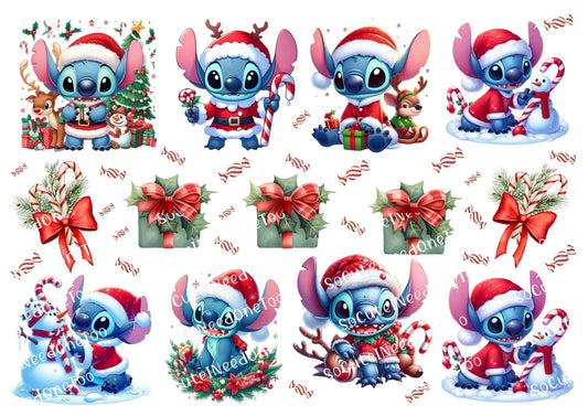 Stitch Candy Cane Waterslide Decals - SoCuteINeedOneToo