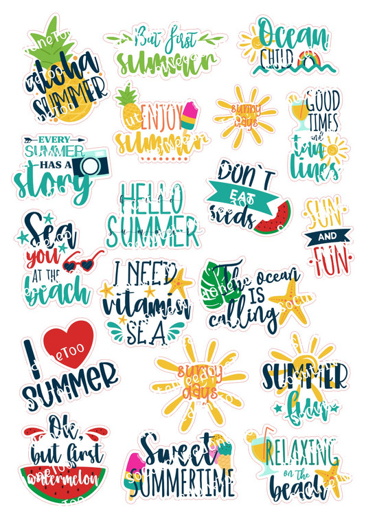 Summer Fun on Clear/White Waterslide Paper Ready To Use - SoCuteINeedOneToo