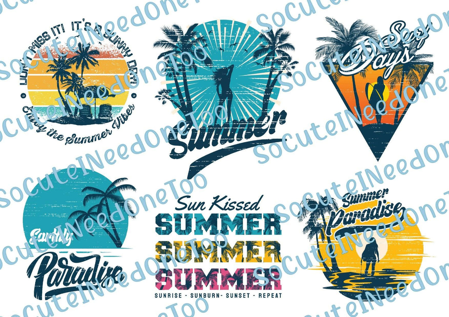 Summer - Sun Kissed on Clear/White Waterslide Paper - SoCuteINeedOneToo