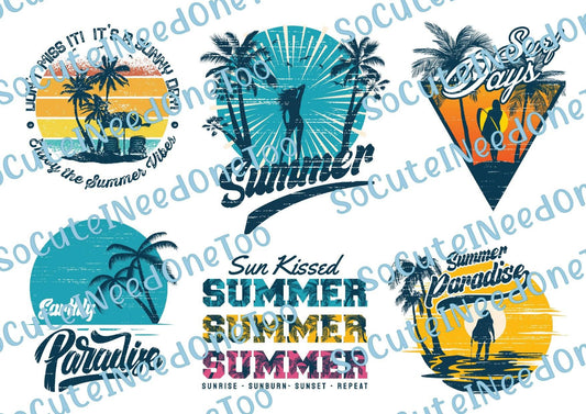 Summer - Sun Kissed on Clear/White Waterslide Paper - SoCuteINeedOneToo