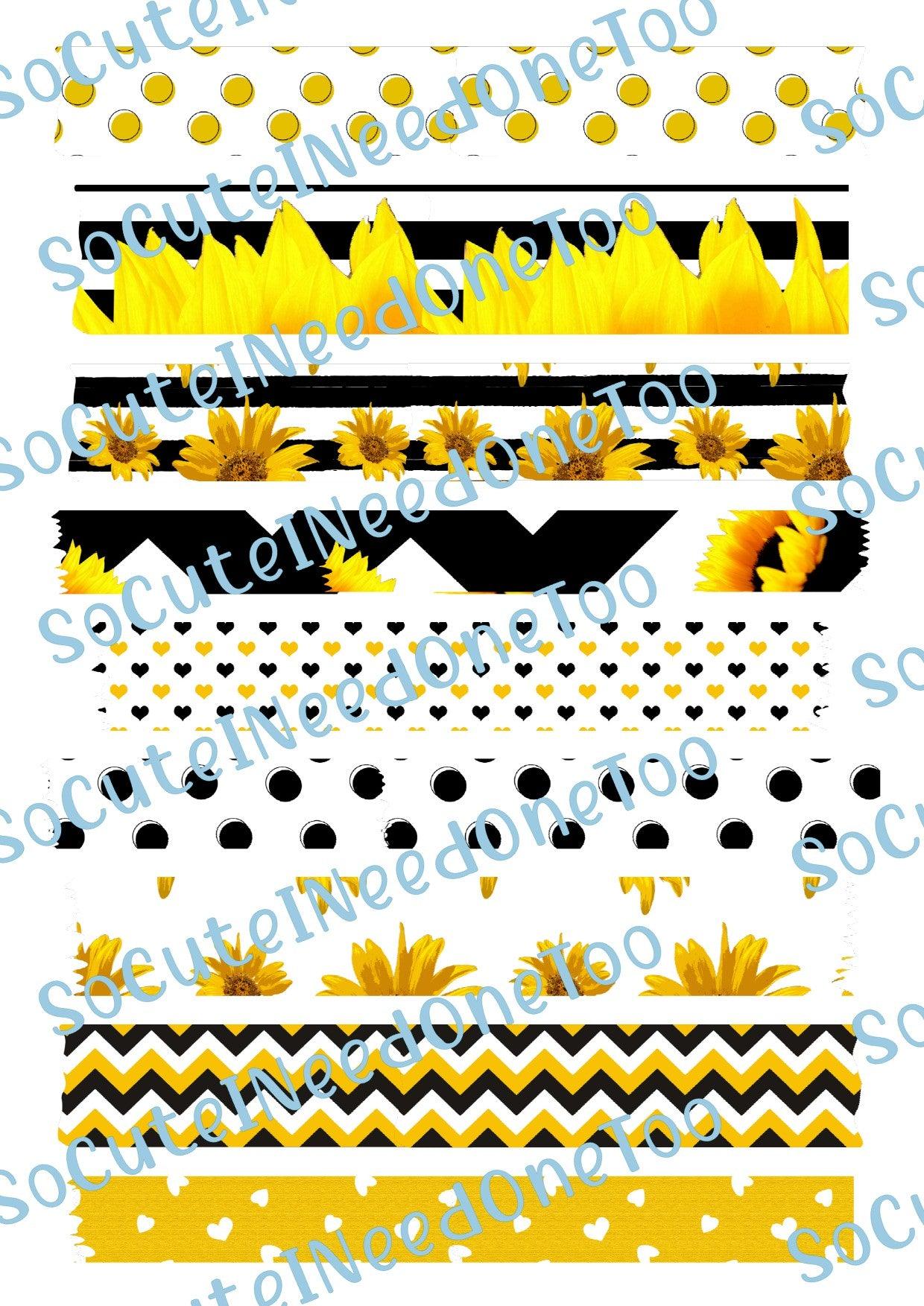 Sunflower Washi Tape #2 Waterslide Decals - SoCuteINeedOneToo