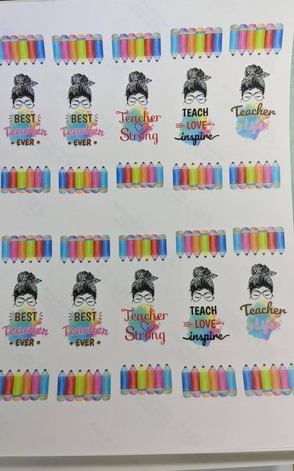 Teacher Life Pen Wraps printed waterslide decal sheet