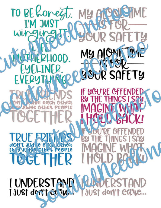 To Be Honest On Clear/White Waterslide Paper - Ready To Use - SoCuteINeedOneToo