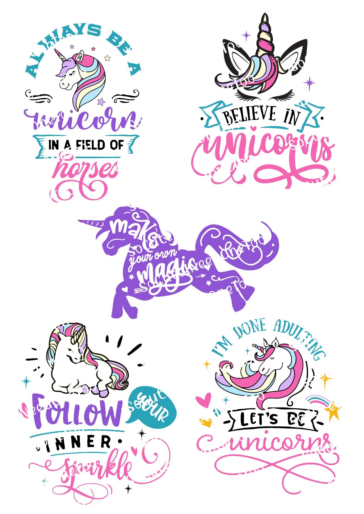 Unicorn Sparkle Waterslide Decals - SoCuteINeedOneToo