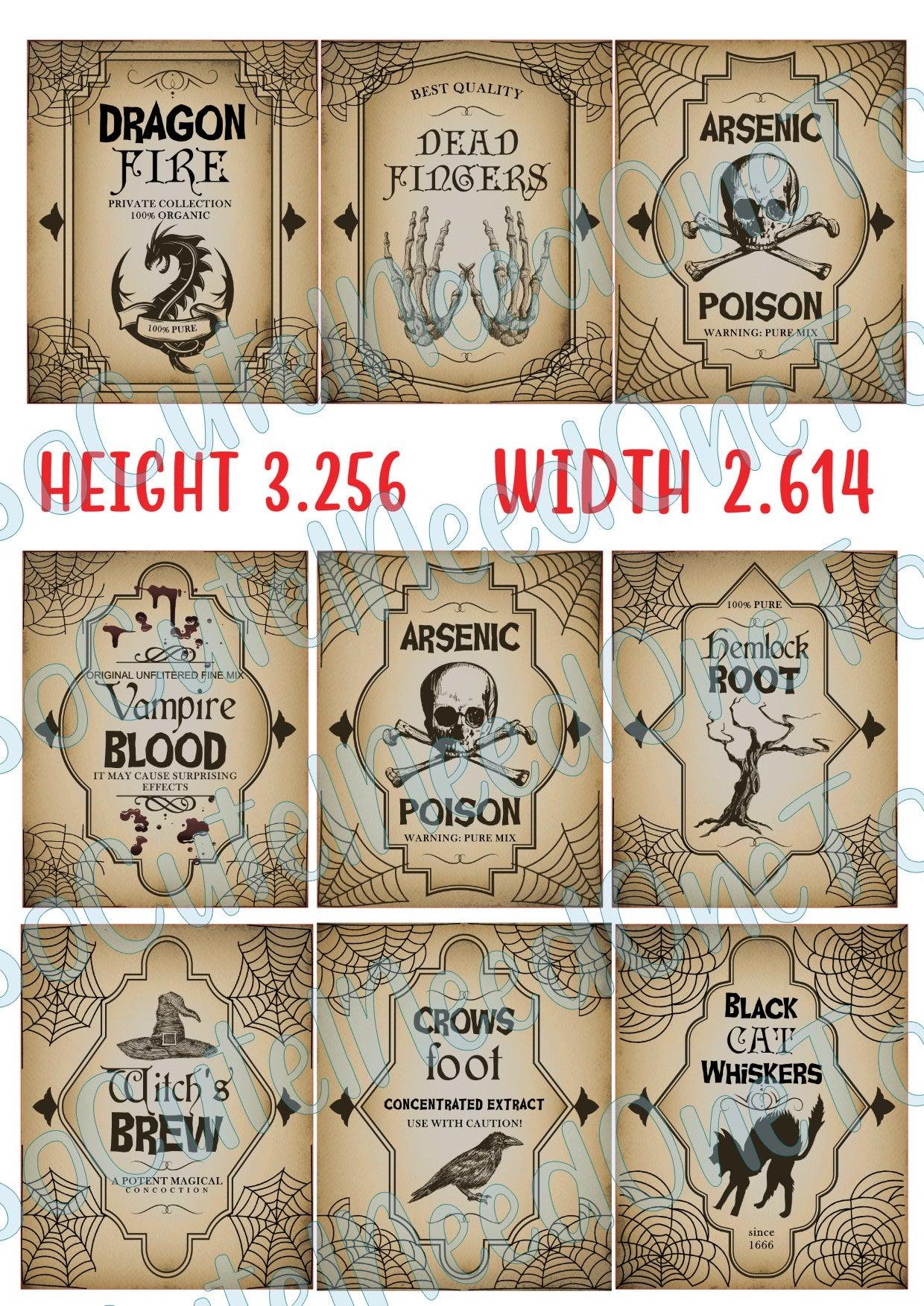 Vintage Halloween Wine Bottle Labels #2 Waterslide Decals - SoCuteINeedOneToo