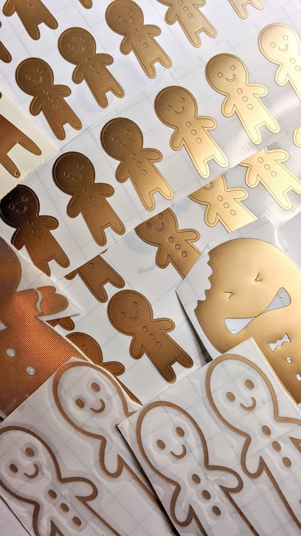 Gold and copper gingerbread man vinyl decals