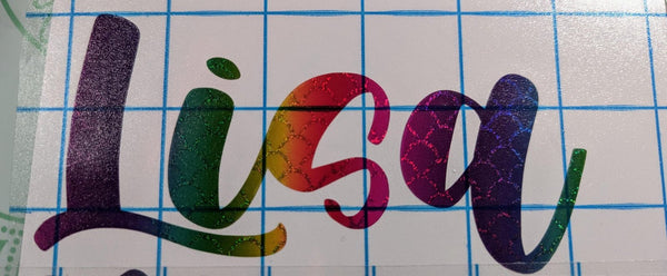 Rainbow mermaid scale holographic name vinyl decal