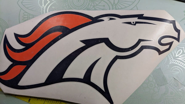 Navy and orange horse head logo vinyl decal, a personal project