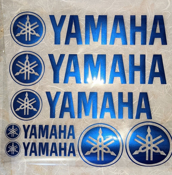 Metallic blue motorcycle brand vinyl decal set, a personal project